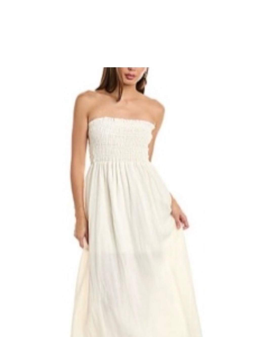 Krisa White 💯 Linen Smocked Strapless Dress. Engagement/Graduation